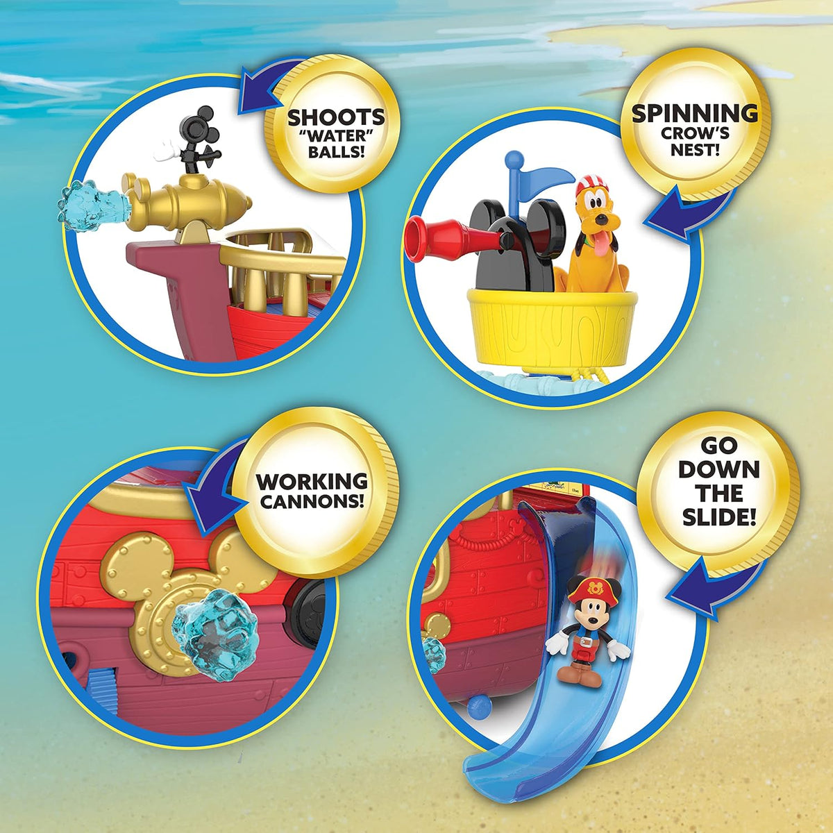 Disney Junior Mickey Mouse Funhouse Treasure Adventure Pirata Barco Set de Juego