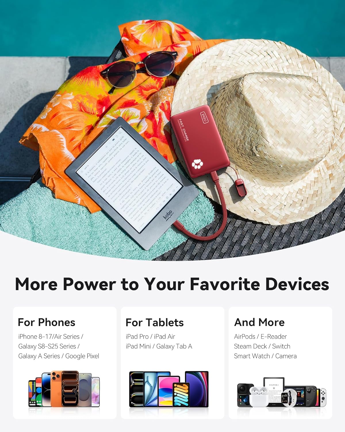 INIU Cargador portátil, Power Bank PD de 10000mAh 45W ultra delgado