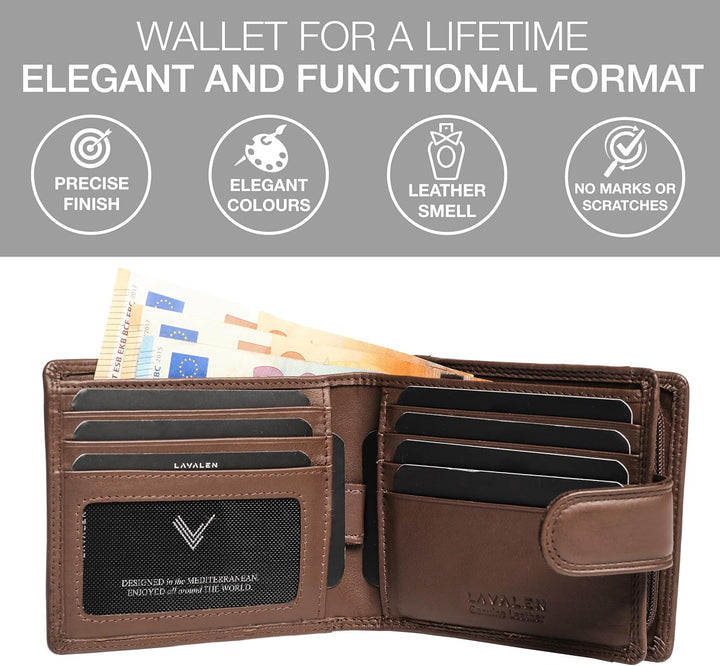 Lavalen Cartera de cuero suave para hombre - Billeteras de cuero pl...