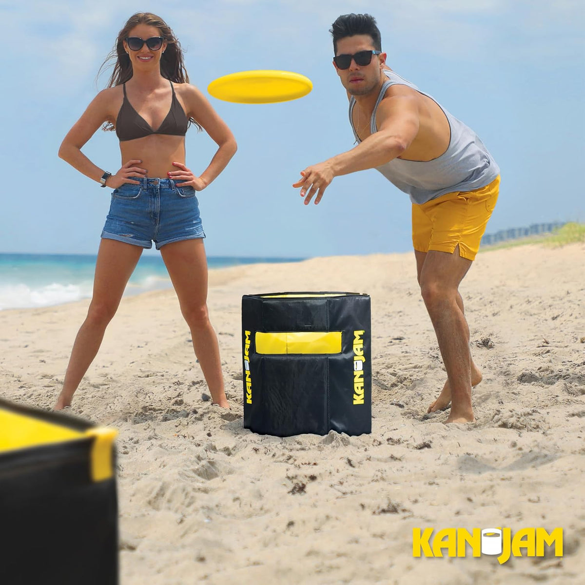 Kan Jam Travel, juego portátil de lanzamiento de discos para exteriores, 2 objetivos, disco, bolsa de transporte