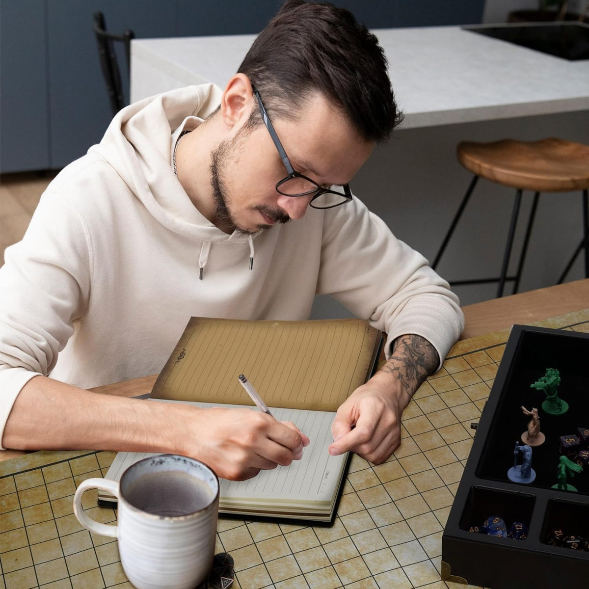 Juego de iniciación de mazmorras y dragones 3 en 1 - bandeja de dados dnd con juego de dados de metal - caja de dados dnd | Juego de inicio DND con diario dnd (200 páginas) - kit de inicio dnd para jugadores de Calabozos y Dragones