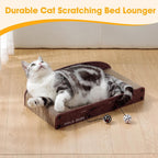 Rascador de sofá de 26 pulgadas, cartón pequeño para gatos con bolas de campana, tumbona duradera para gatos de interior, protector de muebles de arañazos para gatos con hierba gatera