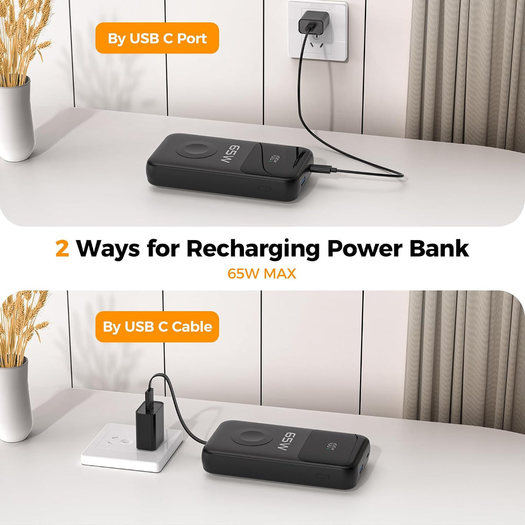 PANDUK Power Bank 20000mAh 65W - Cargador portátil para Apple Watch...