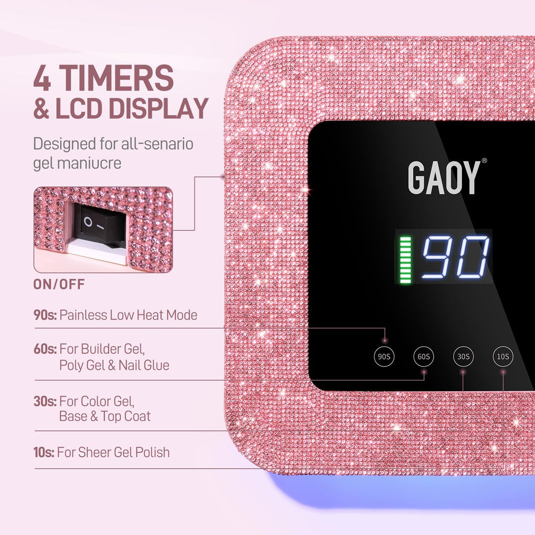 GAOY Lámpara de uñas LED UV inalámbrica para uñas de gel, luz UV re...