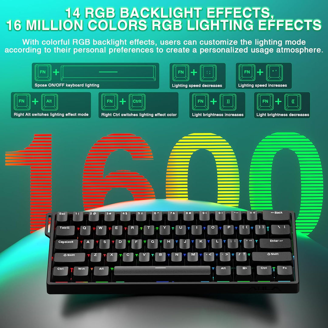 Aula WIN60 HE - Teclado mecánico para juegos 60% con cable, interru...