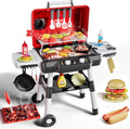 Set de juego para niños Parrilla BBQ de 2 niveles, Parrilla de juguete para niños, Comida de juego para exteriores