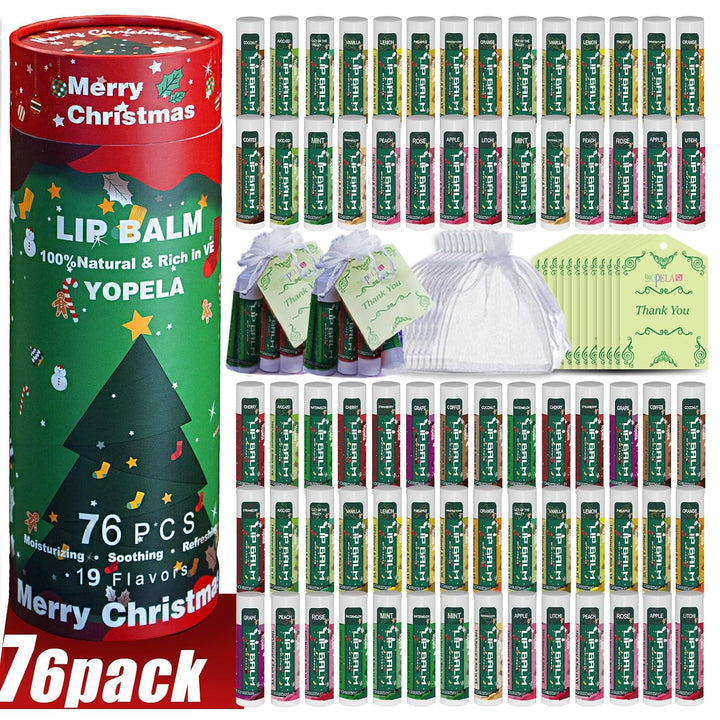 Yopela Paquete de 76 bálsamos labiales naturales navideños a granel...