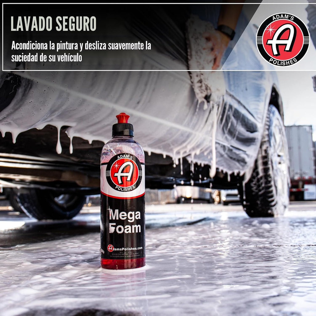 Adam's Mega Foam (5 galones) – pH neutro, ultra concentrada para cañón de espuma, pistola de pulverización de espuma o cubeta – Seguro para cera, selladores y revestimiento cerámico – Limpiador de