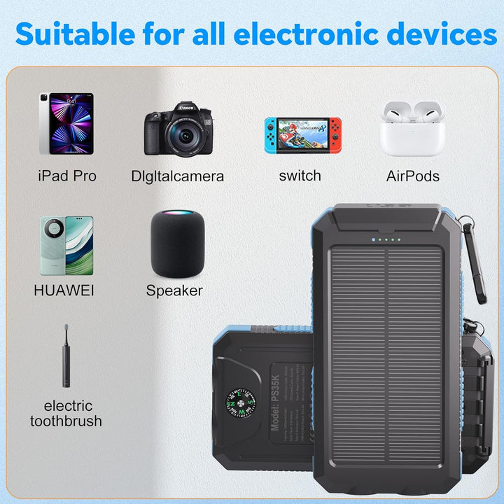Cargador solar de batería de 20,000 mAh, cargador de teléfono portá...