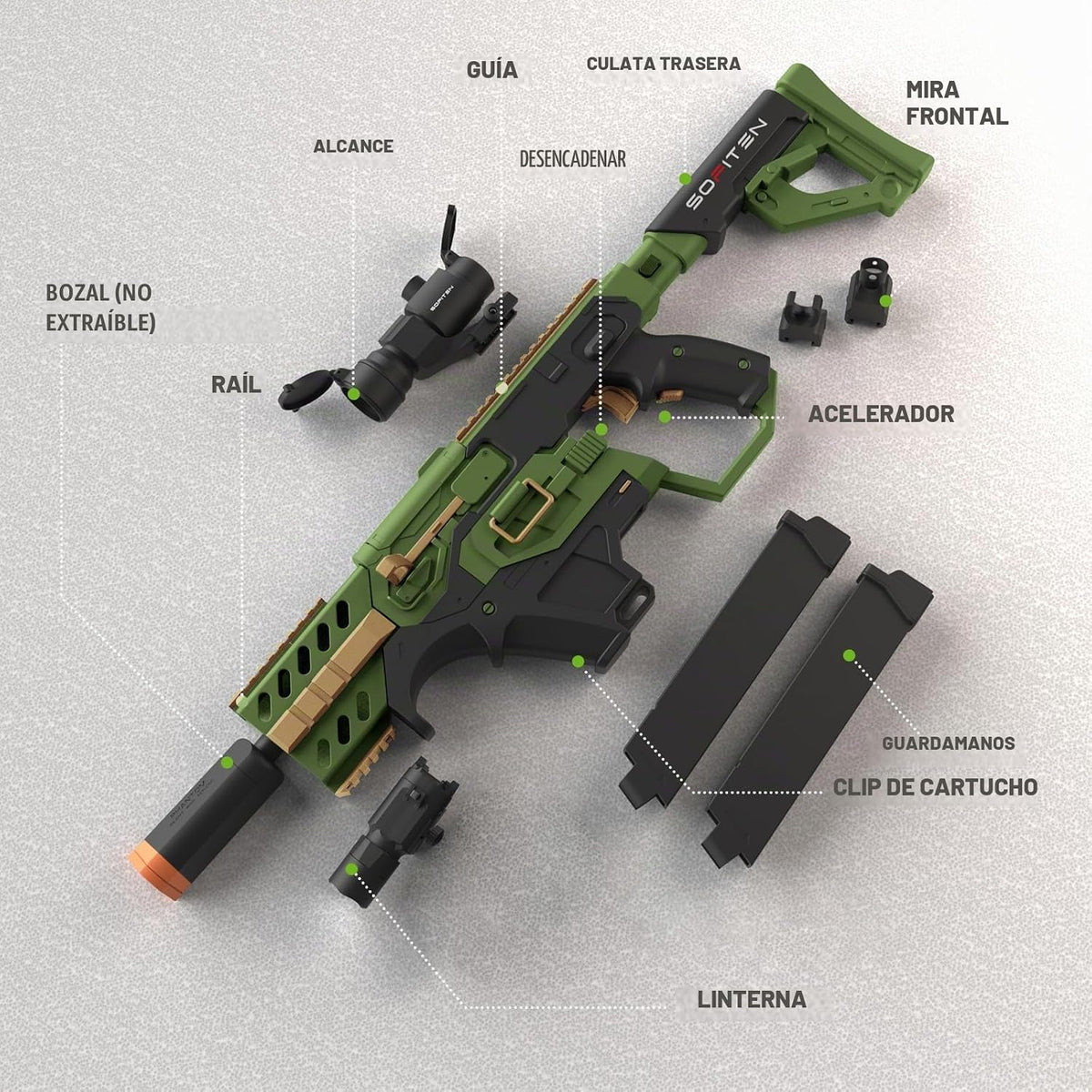 SOFITEN - Pistola de juguete eléctrica con rifle de francotirador