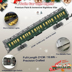 Juego de tren eléctrico con control remoto para niños, aleación de metal, juguetes de tren de Navidad, locomotora de vapor, carruajes de pasajeros, pistas de lujo, luces y sonidos, recargable, regalos de cumpleaños para niños y niñas, color verde