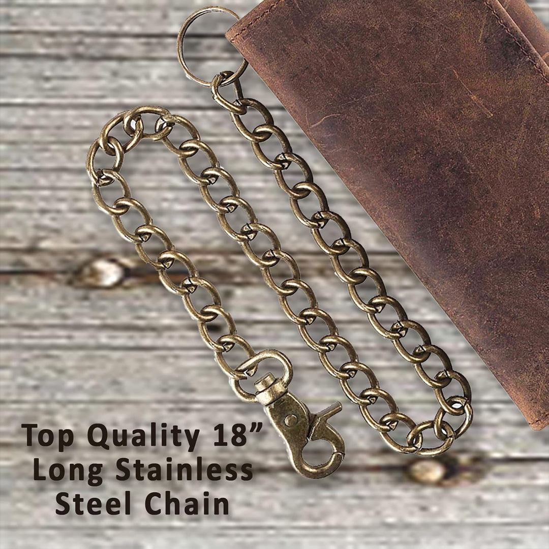 F&amp;L CLASSIC RFID bloqueo para hombre triple estilo largo cuero...