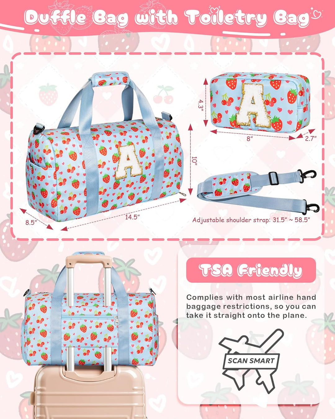 Elilier Regalos para niñas, bolsa de lona con inicial para niños, b...