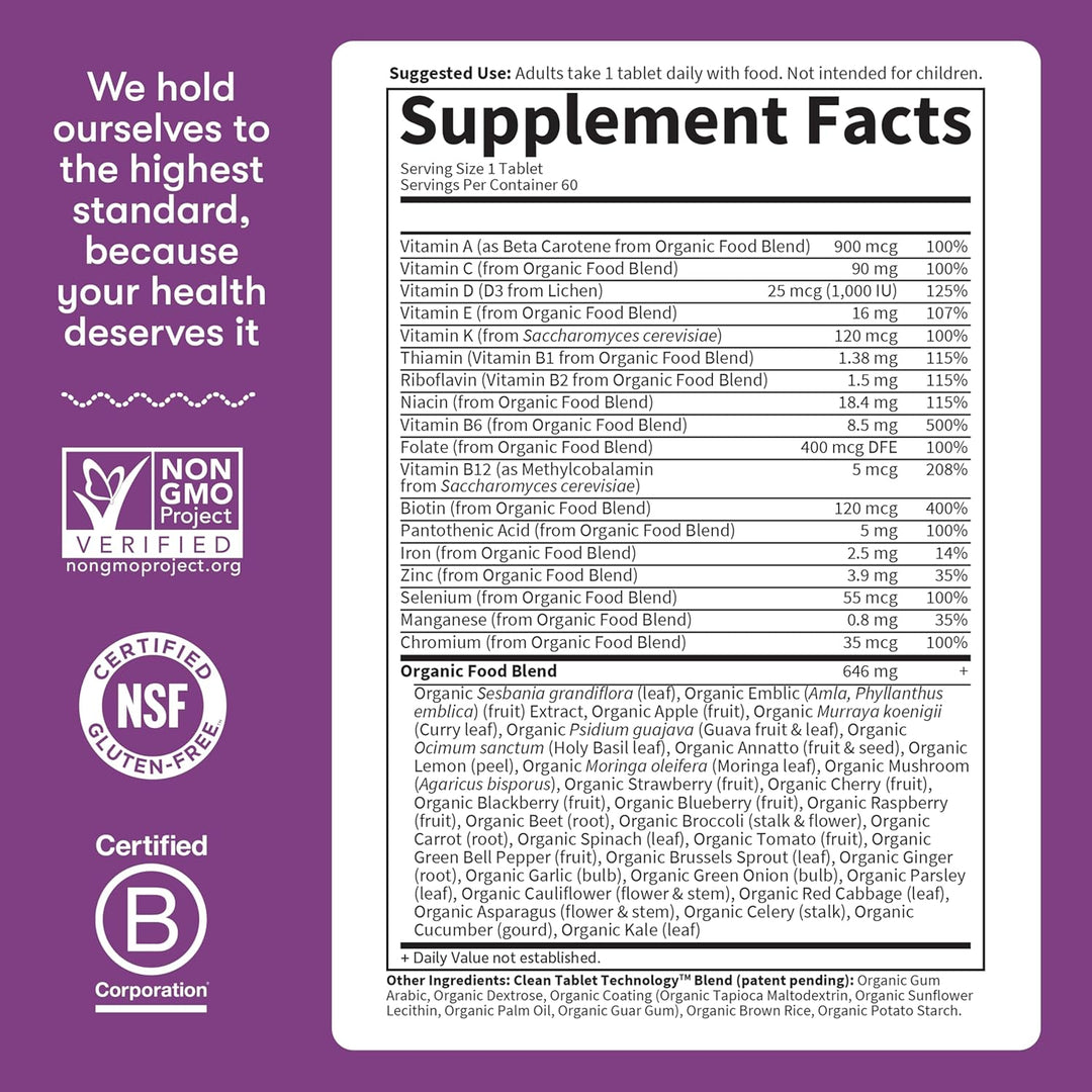 Suplemento multivitamínico orgánico Garden of Life, para mujer, tab...