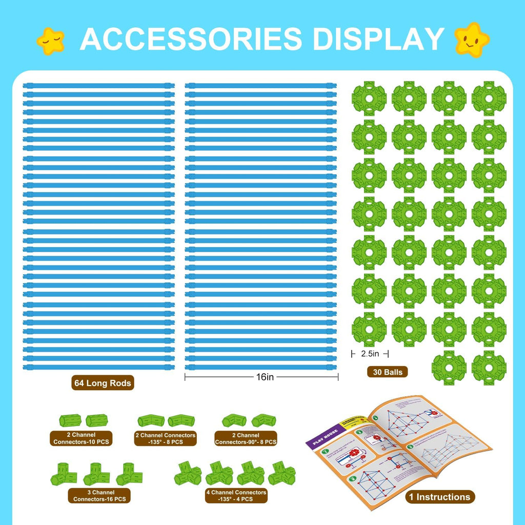 SpringFlower - Kit de construcción de fortalezas para niños, juguetes de construcción STEM, regalo educativo para niños de 3 a 12 años, juego creativo para interiores y exteriores, 140 piezas, verde