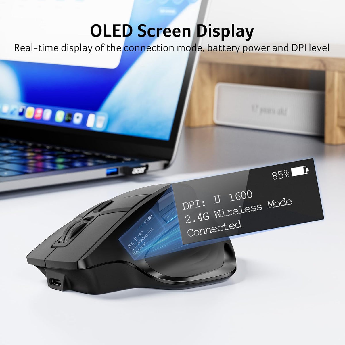 Acer Mouse inalámbrico para laptop, mouse de computadora Bluetooth...
