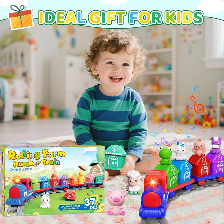 Juego de tren para niños pequeños de 2 a 4 años, juguetes para niño...