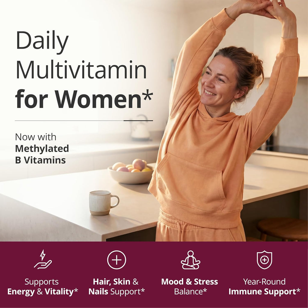 Suplemento multivitamínico para mujer: vitaminas y minerales diarios con ácido, Cápsulas para mujer