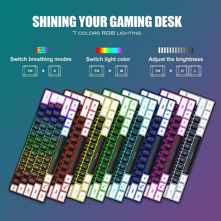 RedThunder Combo de Teclado y Mouse para Juegos 60%, Teclado Mini R...