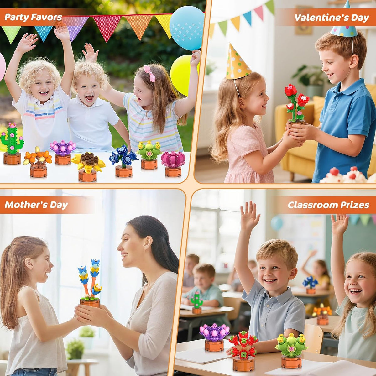 Paquete de 24 flores suculentas recuerdos de fiesta para niños 6+ juegos de