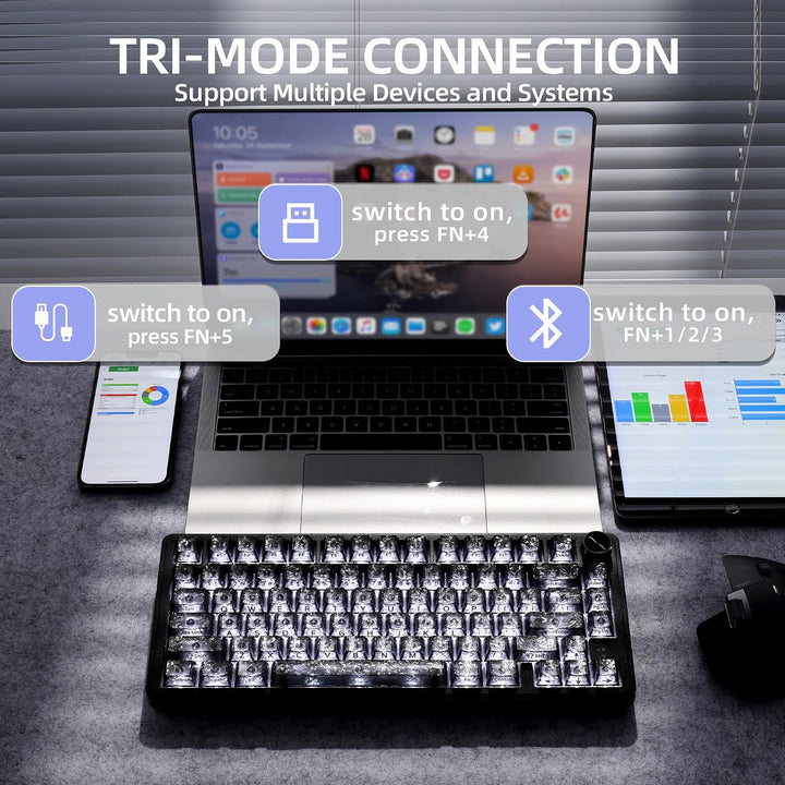 HITIME x XVX M75 75% Teclado mecánico inalámbrico para juegos, BT5....
