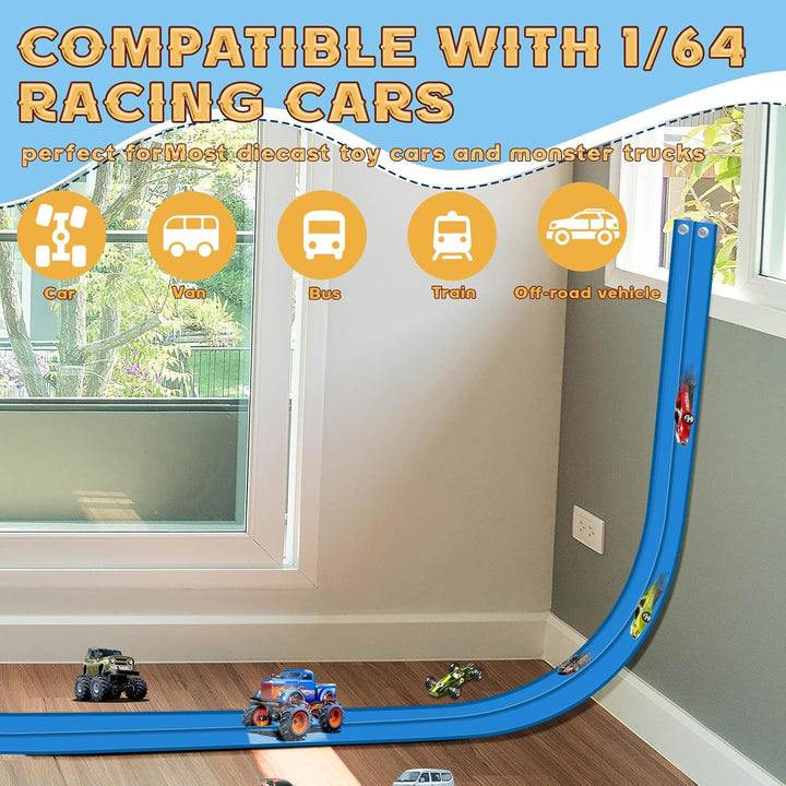 Flex Track - Juego de iniciación de 15 pies, pista de rampa flexibl...