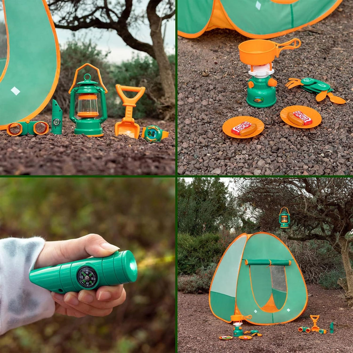 FUN LITTLE TOYS Tienda de Juego Pop Up con Equipo de Camping y Set de Herramientas, Juguetes al Aire Libre para Niños