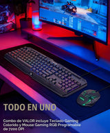 Combo de teclado y mouse para juegos de PC con cable con retroilumi...