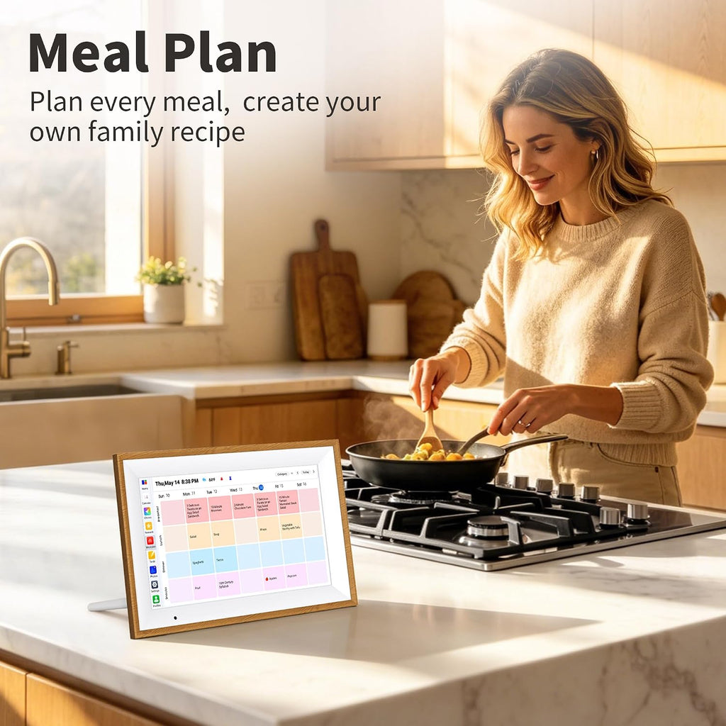 Calendario digital, calendario electrónico de 10.1 pulgadas para horarios familiares, pantalla táctil inteligente, planificador familiar interactivo con tabla de tareas, planificador de comidas