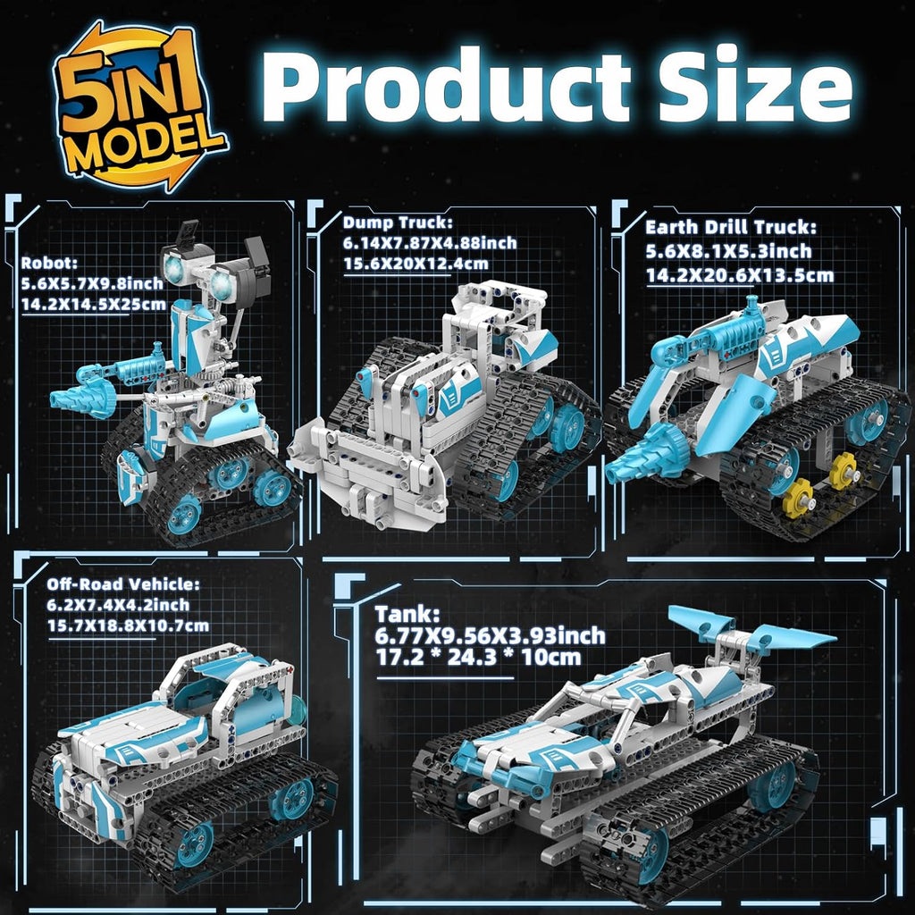 Robot STEM para niños de 8 a 14 años, juguetes robot programables con control remoto 5 en 1 y APP - Kit educativo de ciencias de construcción DIY de 720 piezas, regalo de cumpleaños de