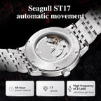 SEA-GULL Relojes mecánicos para hombre, Serie Natural, Reloj de pulsera automático, Subdial Polaris, Seagull ST17, Luminoso, 6180