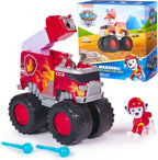 PAW Patrol: Rescue Wheels Marshall’s Firetruck, Camión de juguete con lanzador de proyectiles y figura de acción coleccionable, juguetes para niños y niñas de 3 años en adelante