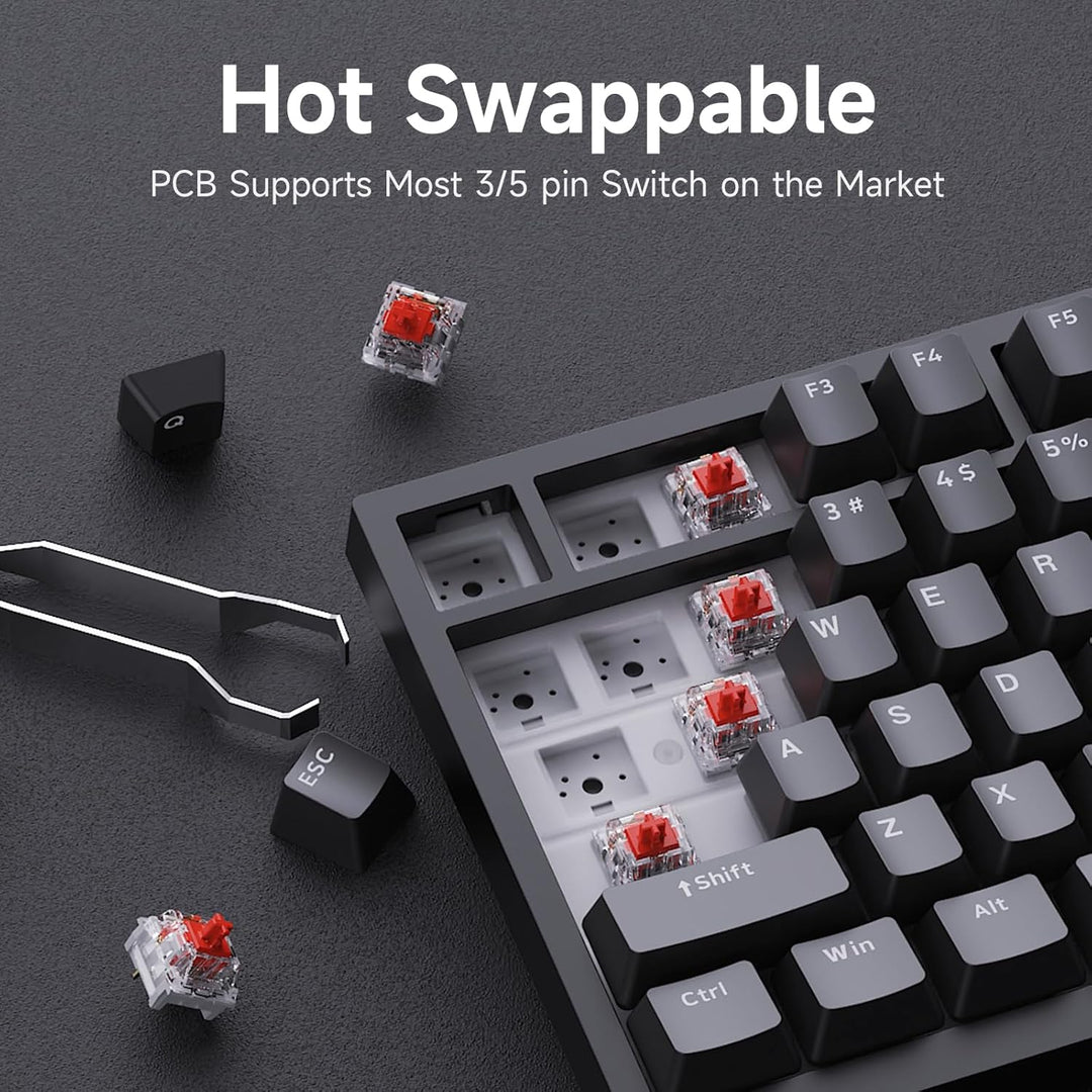 Ajazz AK820 - Teclado mecánico para juegos con cable, 75% con cable...