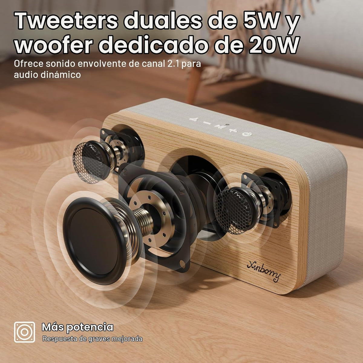 Altavoz Bluetooth, 40W, Inalámbrico Portable, BT 5.3, AUX, Tarjeta TF