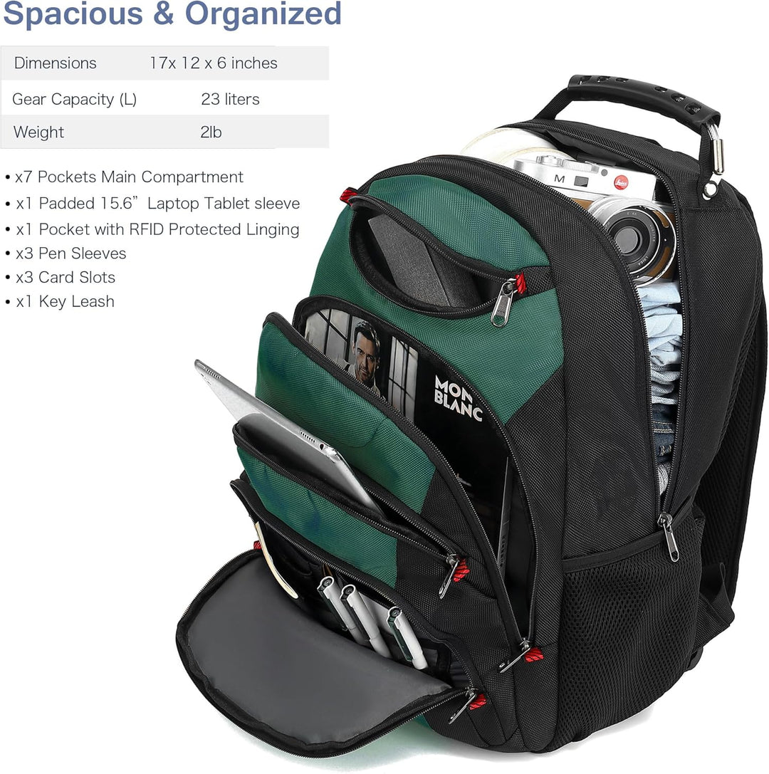 Mochila para laptop Boavan para hombre (Negro, 15.6), Elegante