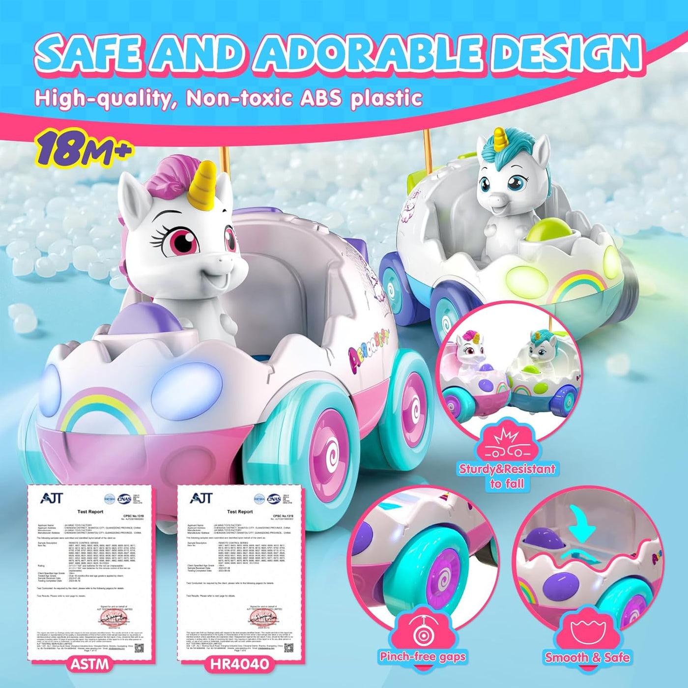 AEROQUEST Juguetes de unicornio para niñas, auto a control remoto p...