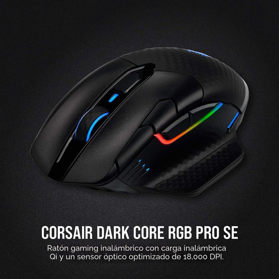 Corsair Dark CORE RGB PRO SE - Ratón inalámbrico FPS\/MOBA para jue...