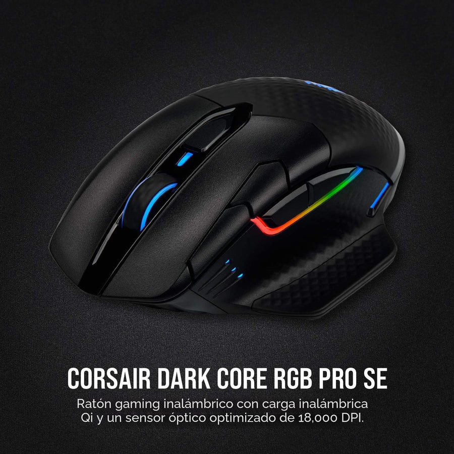 Corsair Dark CORE RGB PRO SE - Ratón inalámbrico FPS\/MOBA para jue...