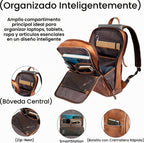 LEATHER VILLAGE Mochila de cuero para computadora portátil para hombres con correa de carretilla 16L Slim