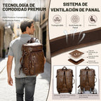 GOWIN Mochila de cuero vegano para portátil, maletín híbrido de 17 pulgadas, mochila de viaje para computadora portátil, mochila de senderismo para la universidad para hombres, Marrón
