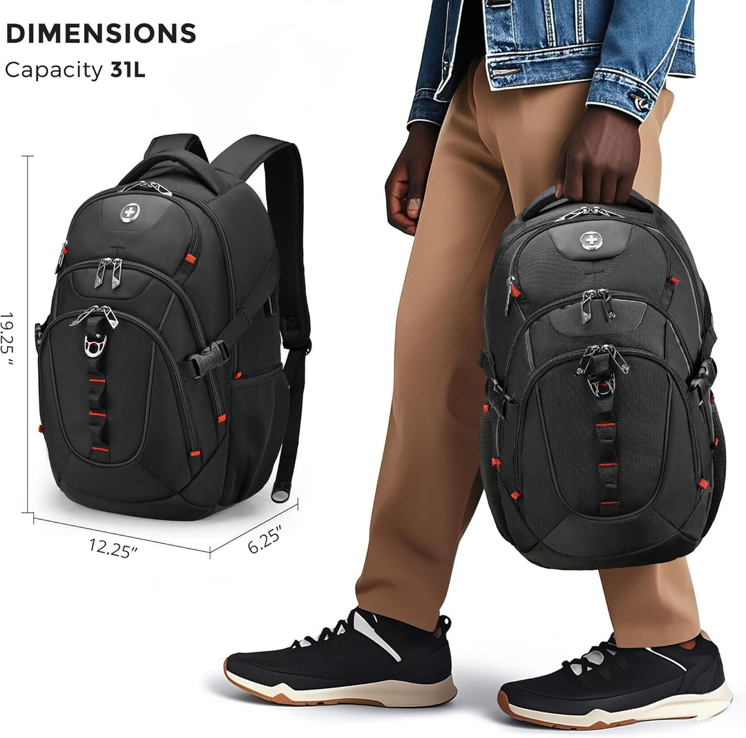 Swissdigital Mochila de viaje de diseño para hombres con Apple Find...