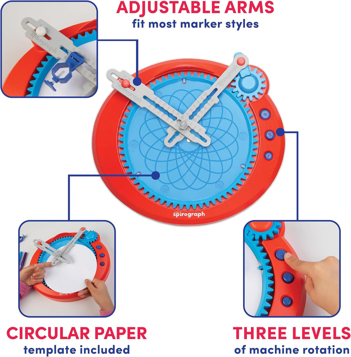 Máquina Eléctrica Spirograph - Artes y Manualidades, Juguetes para Niños, Suministros de Arte, Suministros de Manualidades, Juego de Dibujo, Arte en Espiral, Kit de Diseño de Engranajes Clásico