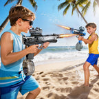 Paquete de 2 pistolas de agua eléctricas grandes para niños, pistola eléctrica automática con iluminación, pistola de agua de alcance de 40 pies, juguete de regalo para piscina al aire libre