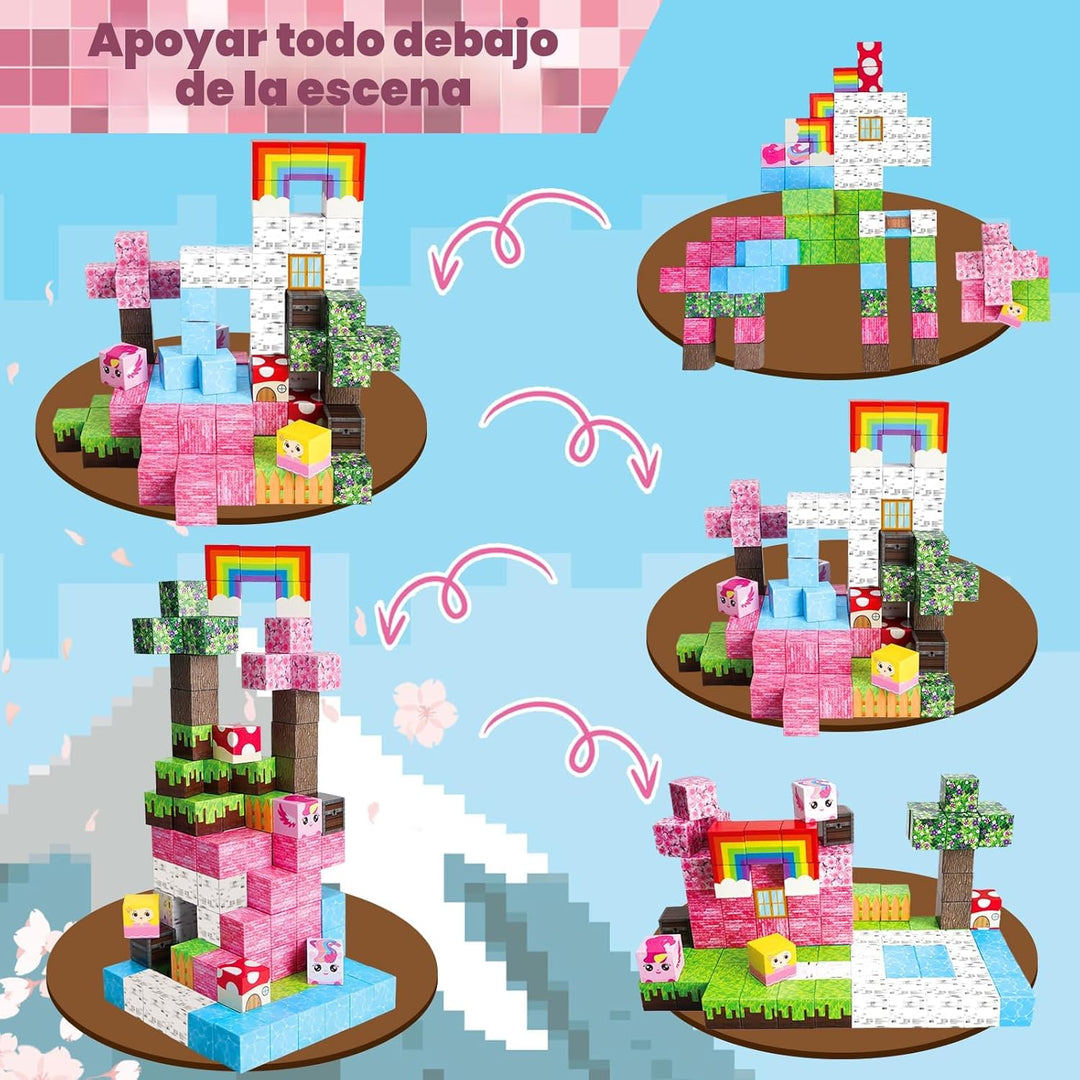 Annexfun Bloques magnéticos - 100 piezas de bloques de construcción...