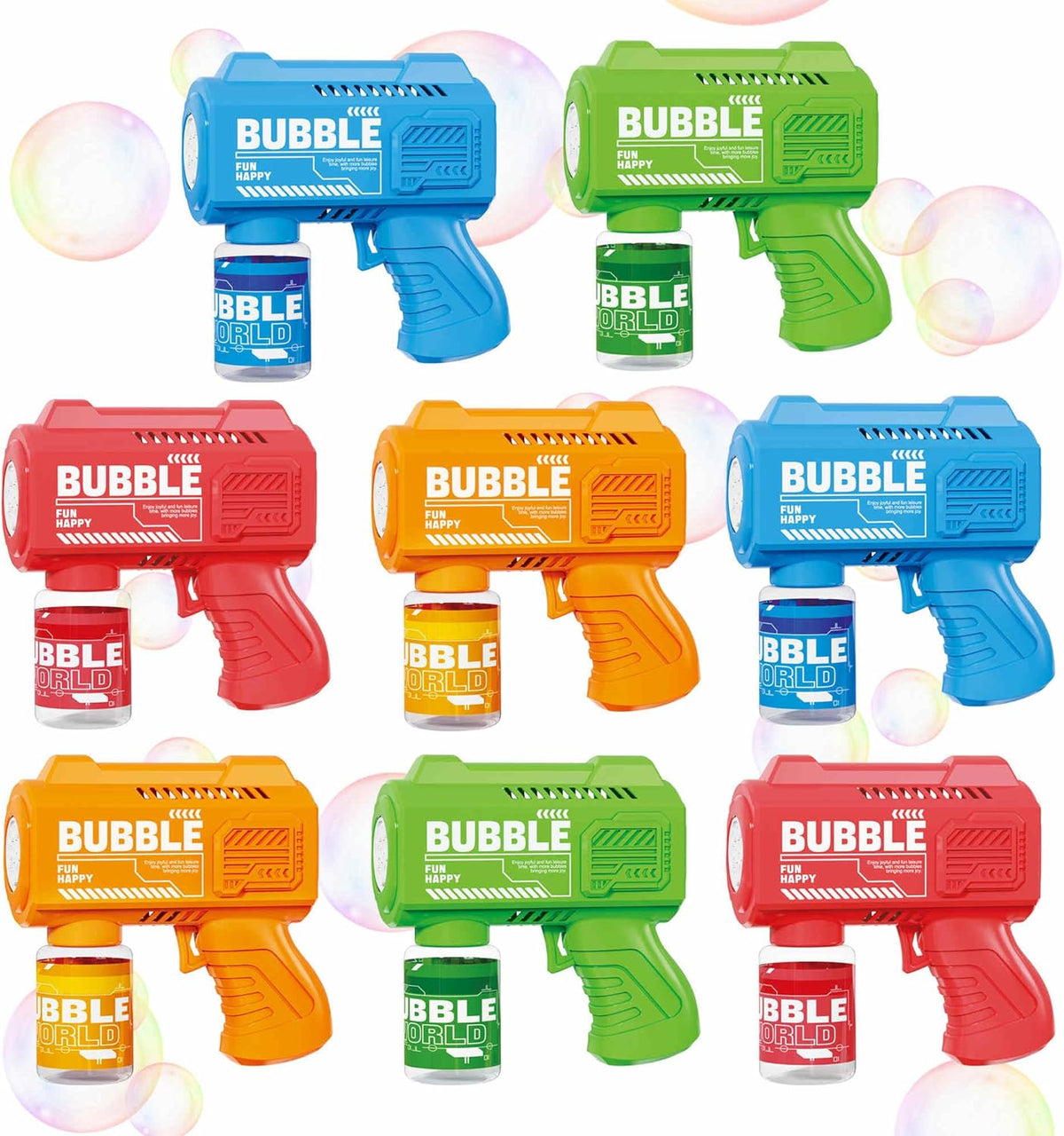 Paquete de 8 pistolas de burbujas automáticas, soplador de burbujas para exteriores, juguetes para niños pequeños de 3 a 8 años, regalos de boda y fiestas