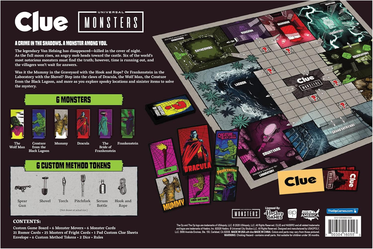CLUE: Juego de mesa Universal Monsters, explora, deduce y resuelve el misterio