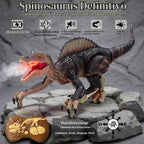 Juguetes de dinosaurio con control remoto para niños, juguete electrónico RC Spray Raptor, juguete para caminar, rugiente, espinosaurio jurásico, realista, 18.1 pulgadas, regalo de cumpleaños