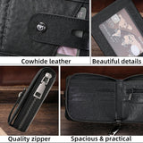BULLCAPTAIN Billetera de cuero genuino para hombre con cremallera,...