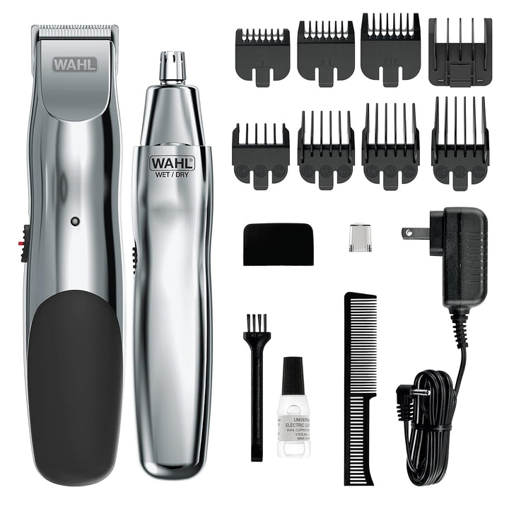 Kit de recortadora de barba recargable Wahl Groomsman para bigotes,...
