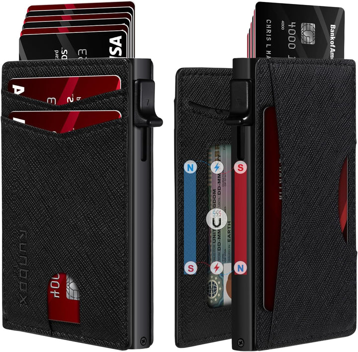 RUNBOX Cartera delgada para tarjetas para hombre con ventana de ide...
